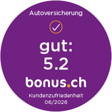 bonus.ch Badge Autoversicherung mit Bewertung 5.2.