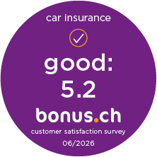 bonus.ch Car insurance badge with rating 5.2.