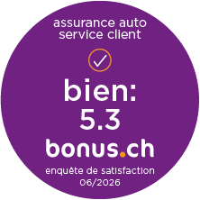 bonus.ch Badge pour le service à la clientèle Assurance auto avec évaluation 5,3.