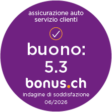 bonus.ch Badge Servizio clienti Assicurazione auto con valutazione 5,3.
