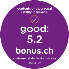 bonus.ch Liability and household contents badge with rating 5.2.
