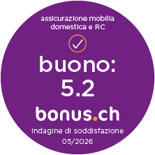 bonus.ch Badge responsabilità civile e mobilia domestica con valutazione 5,2.