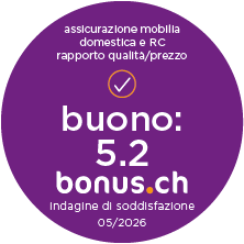 bonus.ch Badge sul rapporto prezzo-prestazioni responsabilità civile e mobilia domestica con valutazione 5,2.